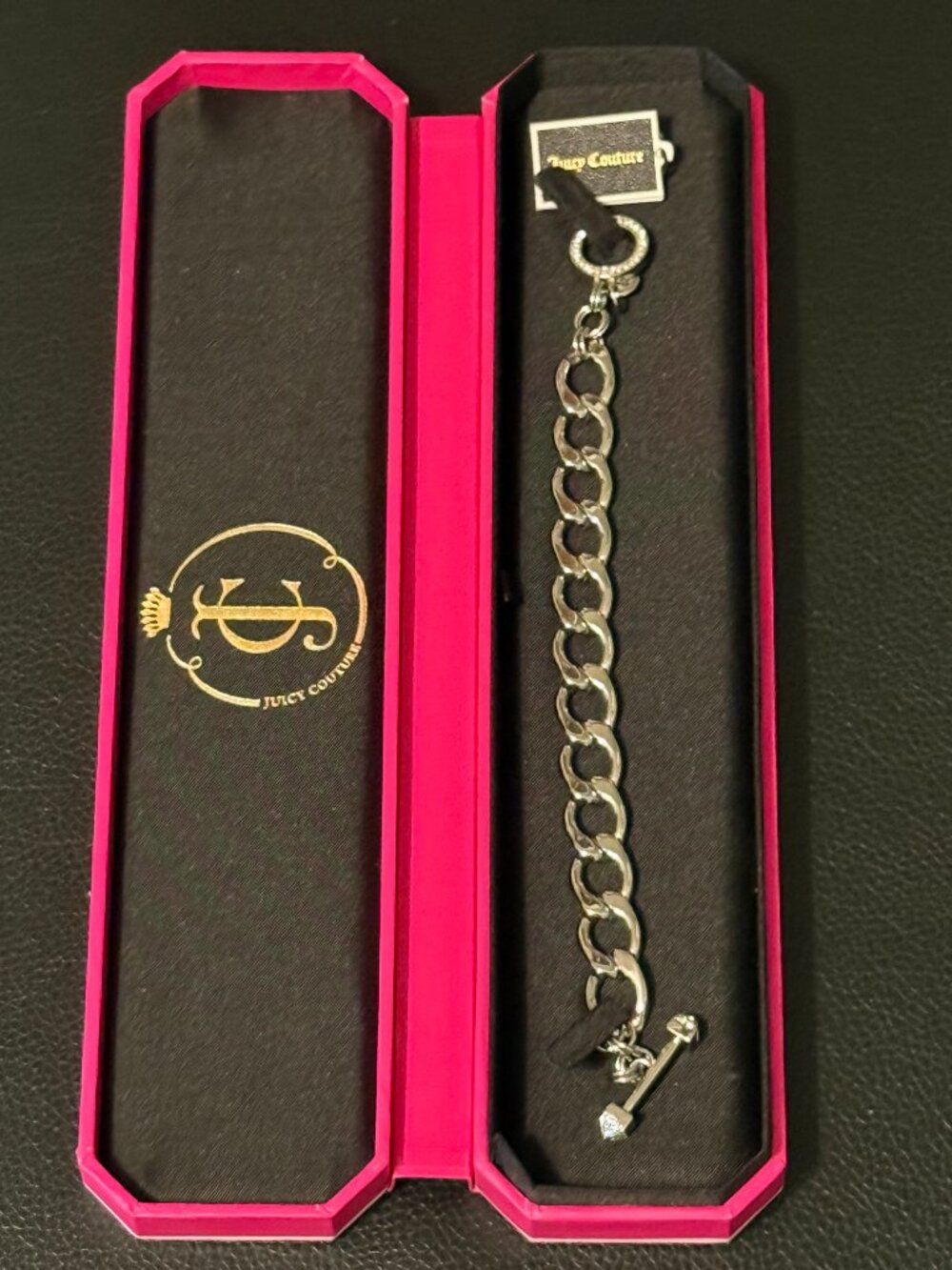 Juicy Couture Silver-Tone Pavé Crystal Toggle Link Bracelet - Picture 2 of 8